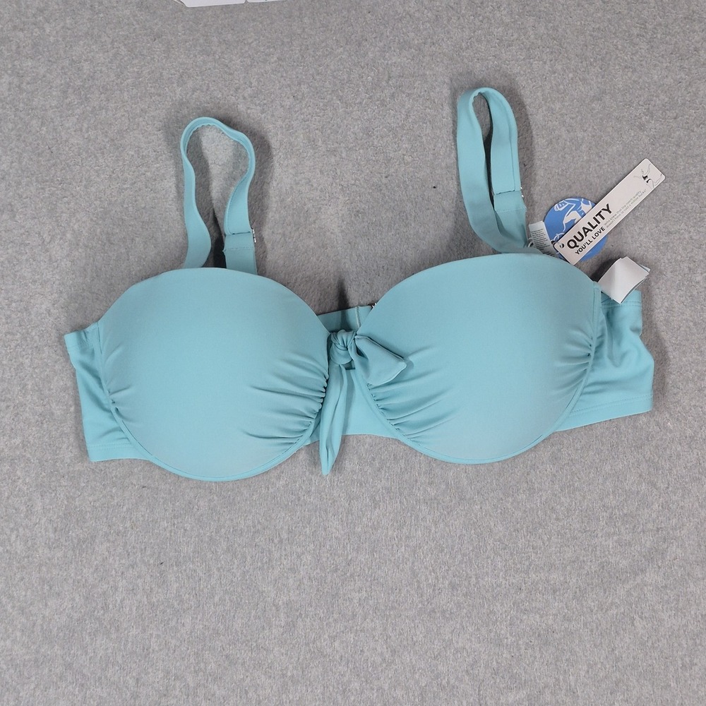 Cupshe Women Swimwear 2X Blue Underwired Bow Strap NWT